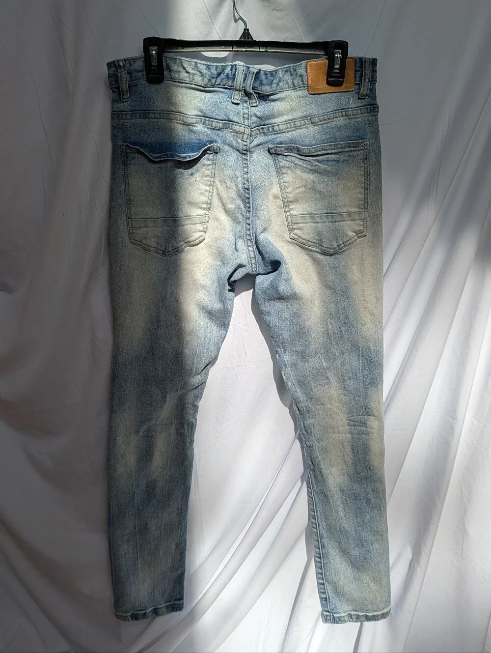 Men's Skinny Distressed Light Blue Ripped Jeans
